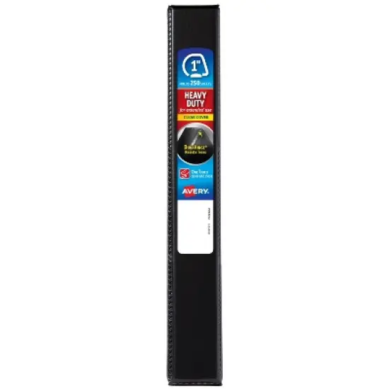 Avery 1" 250 Sheet Heavy Duty Nonstick View Ring Binder Black: Polypropylene D-Ring, 4 Pockets, Clear Cover image {5}
