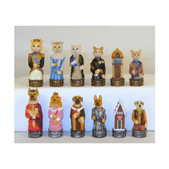3.25" Cats & Dogs Resin Chessmen Board Game image {1}
