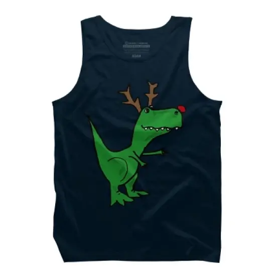 Men's Design By Humans Cool Funny Christmas T-Rex Dinosaur with Antlers By SmileToday Tank Top image {5}