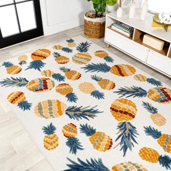Ananas Bold Pineapple High-Low Indoor/Outdoor Area Rug - JONATHAN Y image {7}