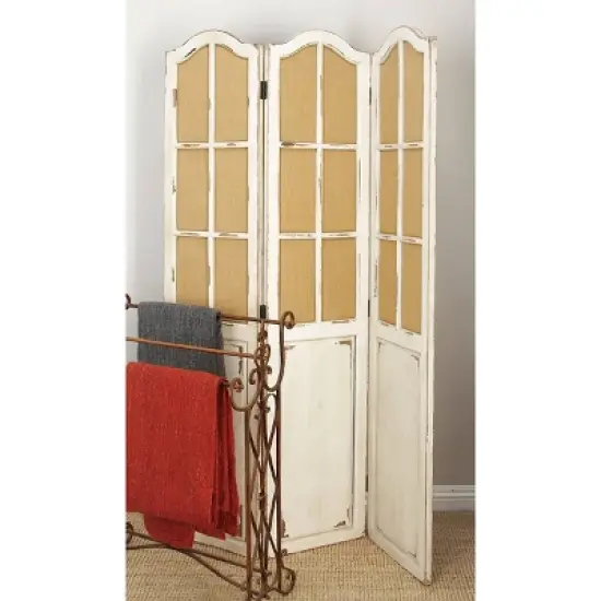 Farmhouse Wood Room Divider Screen Beige - Olivia & May image {1}