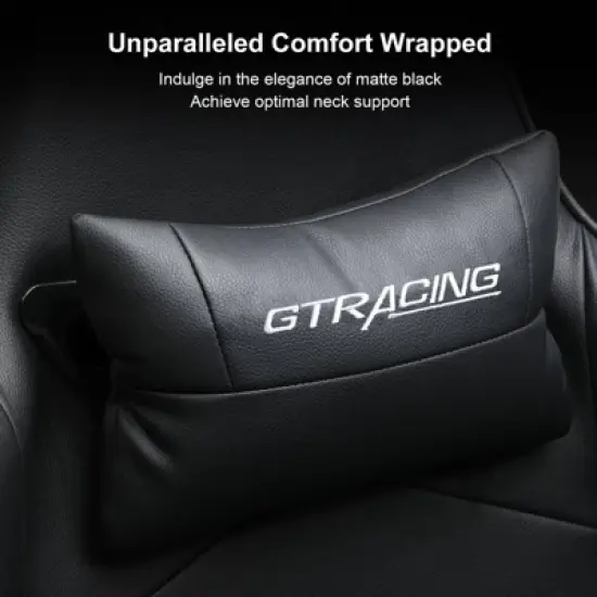 GTRACING Gaming Chair with Footrest Ergonomic Recliner Office Chair with Lumbar Support Black image {2}