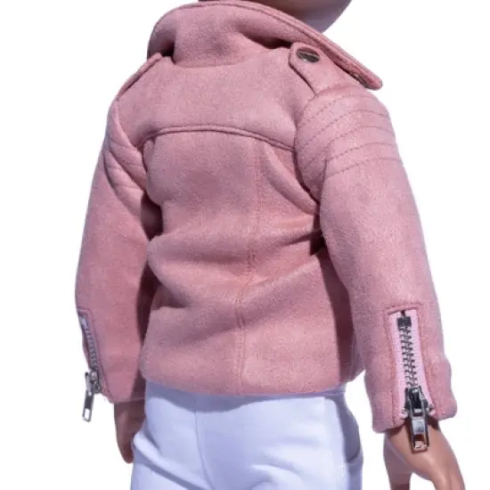 I'M A GIRLY Light Pink Faux Suede Jacket Outfit for 18" Fashion Doll image {3}