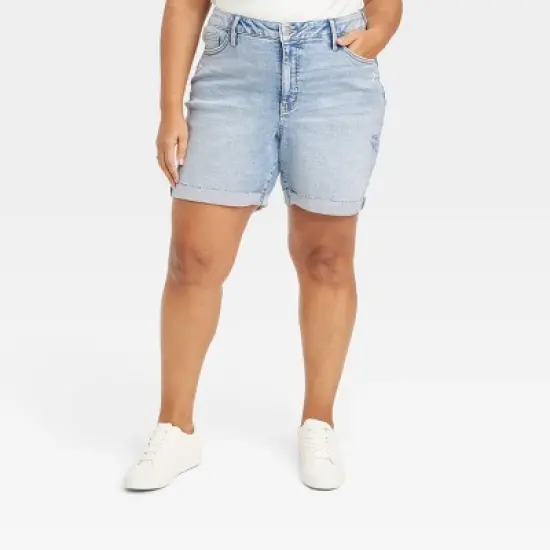 Women's High-Waisted Bermuda Jean Shorts - Ava & Viv&trade; image {4}