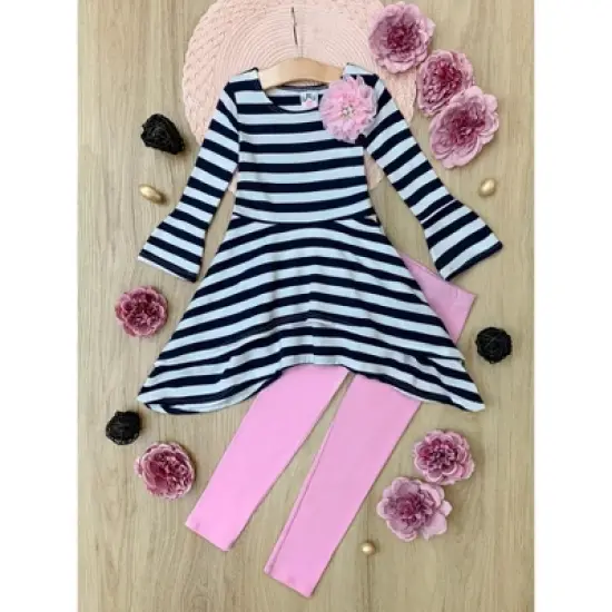 Girls Parisian Chic Sidetail Tunic & Legging Set - Mia Belle Girls image {4}