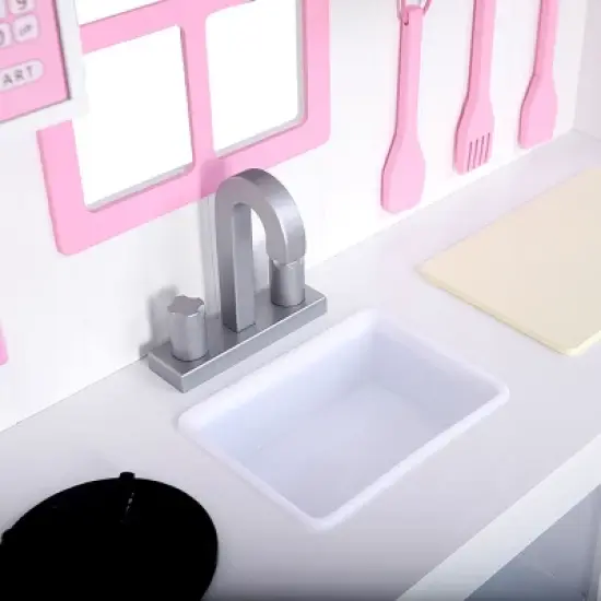 Costway Kids Wood Kitchen Toy Cooking Pretend Play Set Toddler Wooden Playset image {7}