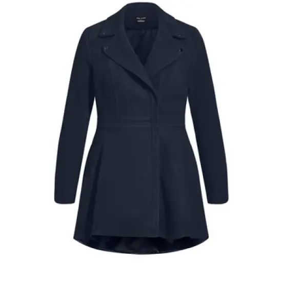 Women's Plus Size  Hi Lo Frill Coat - navy | CITY CHIC image {2}
