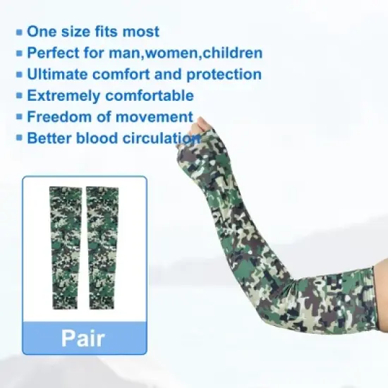 Unique Bargains Basketball Sports Camouflage Cooling Arm Elbow Compression Sleeve Green Blue Gray White 1 Pair image {4}