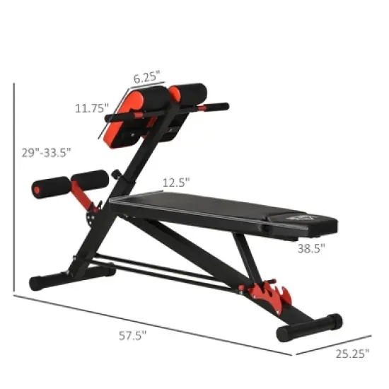 NAYSAYE Exercise Trainers Adjustable Hyper Extension Dumbbell Weight Bench with Foam Holders for Home Gym, Black and Red, 25.3"*57.5"*33.5" image {2}