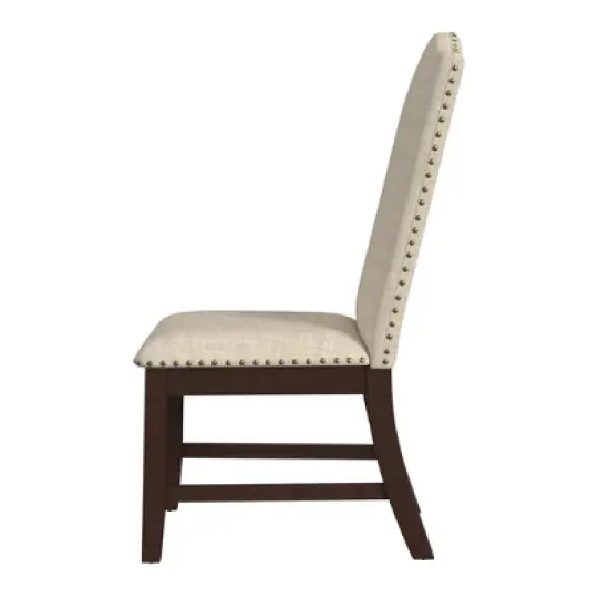 HomePop Set of 2 Scalloped Back Dining Chairs Beige: Upholstered, Plywood Frame, Spot Clean, Polyester image {2}