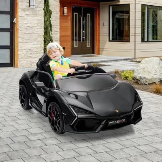 12V Kids Ride On Car with Remote Control, Battery Powered Sports Car Toy with Dual 25W Motors, Spring Suspension, Headlight, Music for Toddler 3+ image {8}