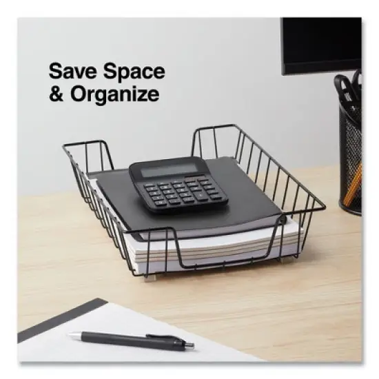 Universal Wire Metal Letter Tray, 1 Section, Letter Size Files, 10" x 14.13" x 3", Black image {2}