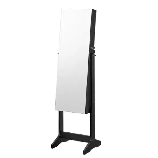 SONGMICS Mirrored Jewelry Cabinet Armoire Freestanding Lockable Storage Box Organizer Unit with Full-Length Frameless Mirror image {1}