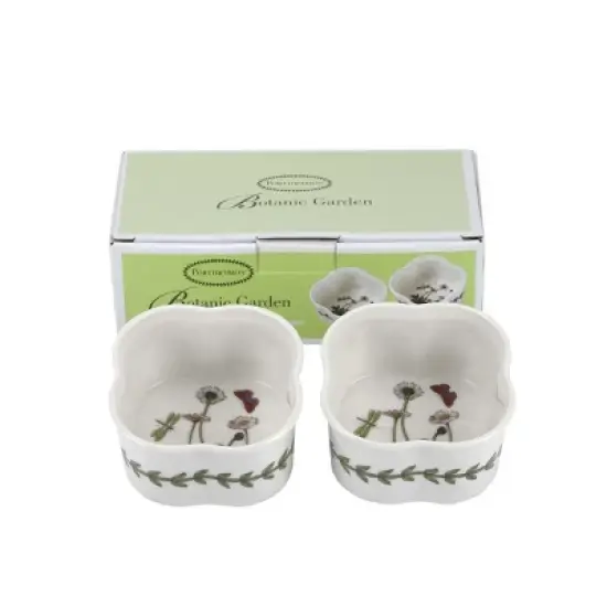 Portmeirion Botanic Garden 3.5" Scallop Ramekin (Set of 2) - Daisy Motif, Fine Porcelain Mini Bowls, Dishwasher, Microwave, Freezer, Oven Saf image {2}