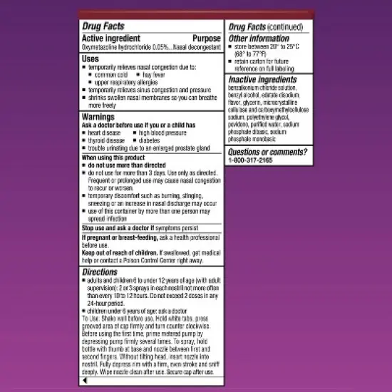 Children's Afrin No Drip Extra Moisturizing 12 hour Stuffy Nose Nasal Spray - 6+years - 0.5 fl oz image {5}