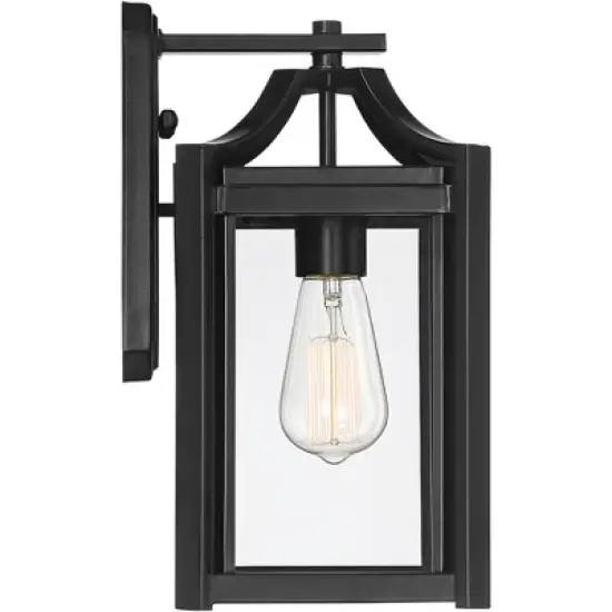 Franklin Iron Works Rockford Rustic Farmhouse Outdoor Wall Light Fixture Black 12 1/2" Clear Beveled Glass for Post Exterior Barn Deck House Porch image {5}
