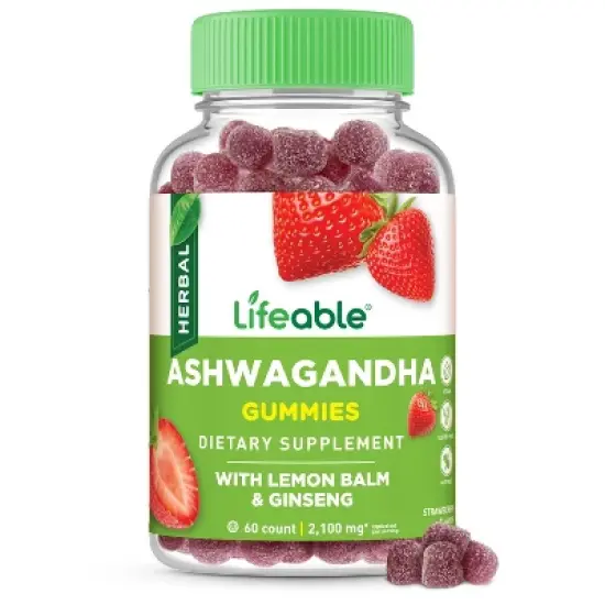Lifeable - Ashwagandha + Ginseng & Lemon Balm - Adult - 60 Gummies image {8}