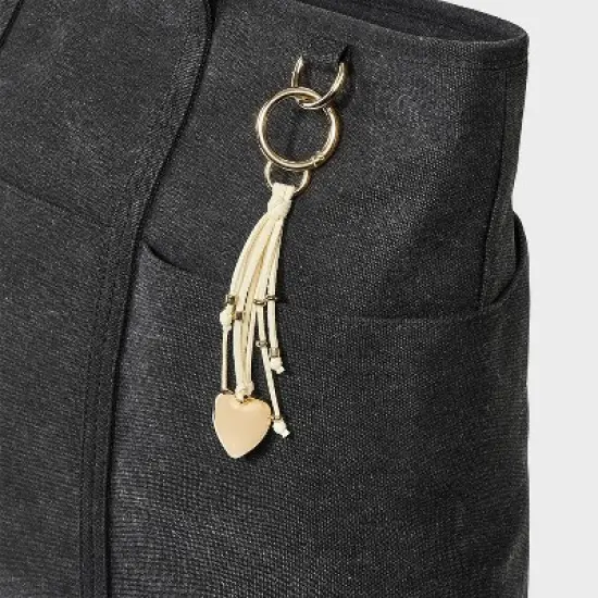 Faux Suede Fringe Bag Charm - Universal Thread&trade; Cream image {1}