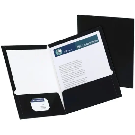Oxford 2-Pocket Laminated Folder, 100 Sheet Capacity, Black, Pack of 25 image {1}
