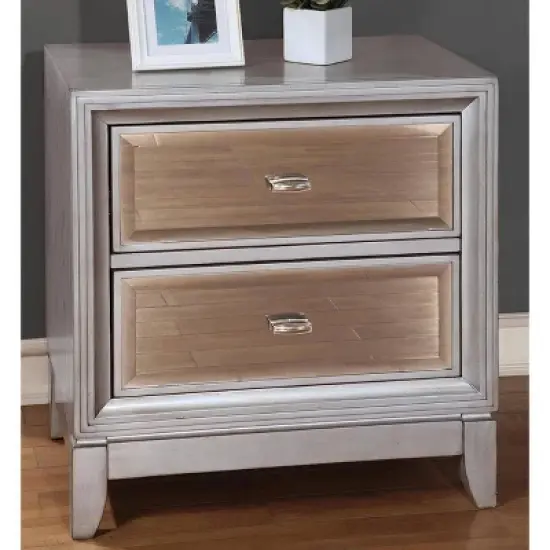Reina 2 Drawer Nightstand Silver - miBasics image {1}