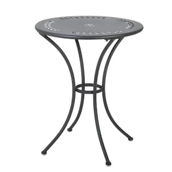 Christopher Knight Home Tisha Outdoor Modern Iron 3 Piece Bistro Set with Curved Open Backrest image {6}