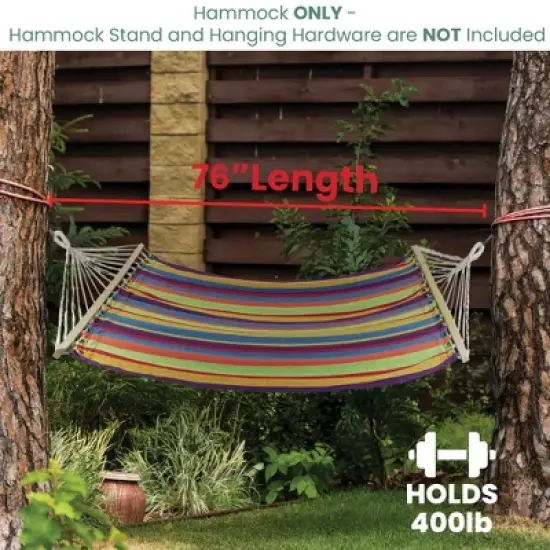 Northlight Cotton Striped Two Person Double Hammock - 76" x 59" image {3}
