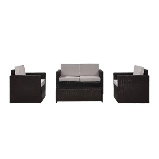 Palm Harbor 4pc Outdoor Wicker Conversation Set - Gray - Crosley image {4}