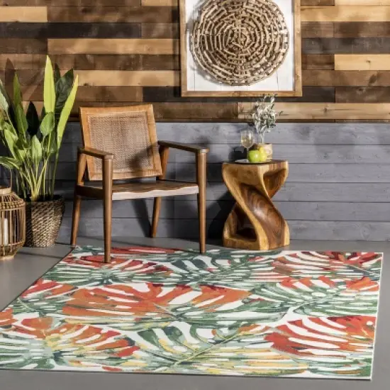 nuLOOM Contemporary Floral Janice Indoor/Outdoor Patio Area Rug image {1}