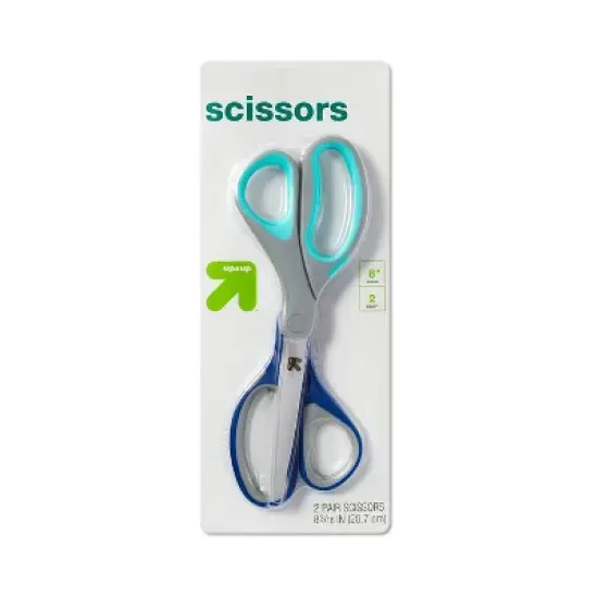 2ct 8" Home and Office Scissors - up&up&trade;: School & Student Use, Black, Plastic, 3.6" Blade, Non-Powered Desk Tools image {3}