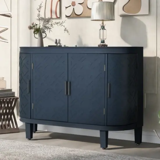 Accent Storage Cabinet Wooden Sideboard Cabinet with Antique Pattern Doors-ModernLuxe image {12}