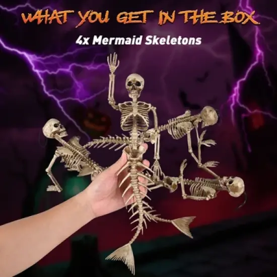 Yescom 4Pcs 16" Posable Mermaid Skeleton Halloween Decoration Movable Bone Pirate Theme Outdoor Yard image {7}