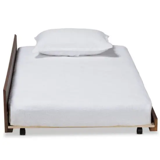 Twin Midori Wood Trundle Bed Walnut - Baxton Studio image {1}
