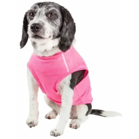 Pet Life Active 'Aero-Pawlse' Heathered Quick-Dry Dog and Cat Tank Top - Pink - S image {2}