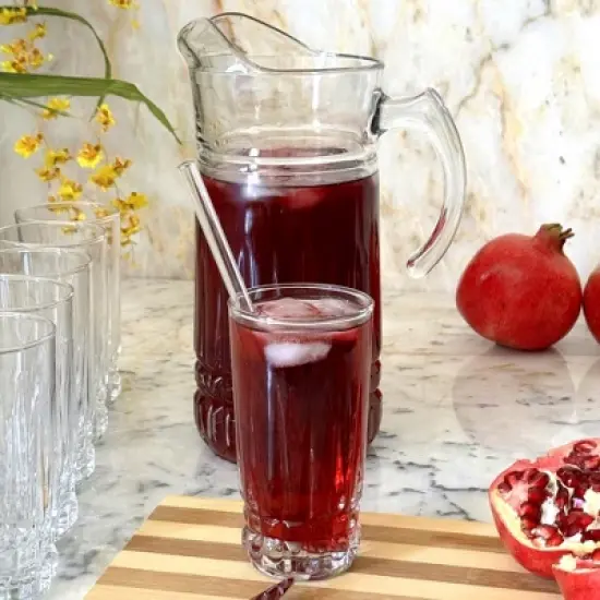 Slickblue Fluted Romanesque Design Cristalline Beverage Set &ndash; Includes 65 oz Pitcher & 6 Tumblers image {3}