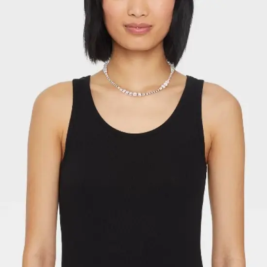 Mixed Simulated Pearl Beaded Necklace - Universal Thread&trade; Ivory image {1}