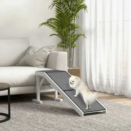 Resenkos 60" Pet Ramp for Dogs & Cats with Non-Slip Carpet, White Gray image {7}