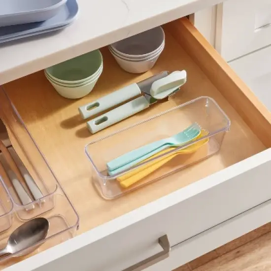 3"x9" Drawer Flatware Organizer - Brightroom&trade;: Clear PETG In-Drawer Silverware Tray, Contemporary Style image {1}