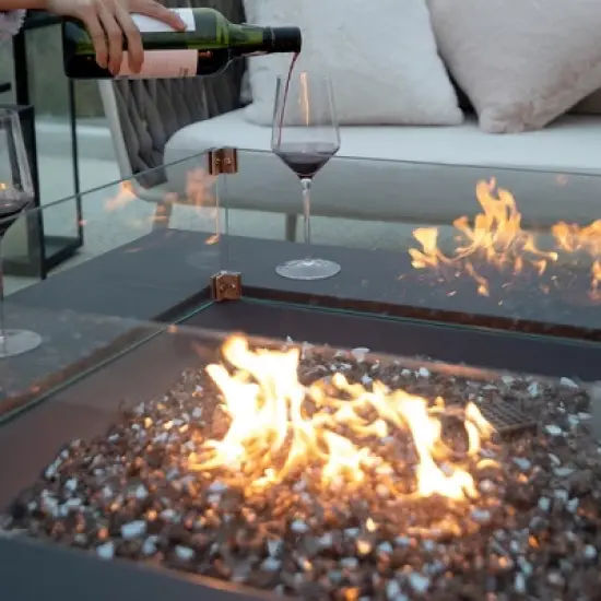 Elementi 23.6" Tempered Glass Wind Guard for Fire Pit Clear Glass Wind Screen image {6}