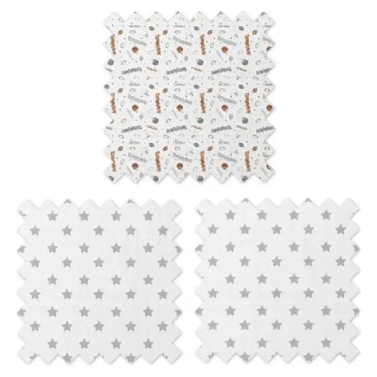 Bacati - Football Brown/Gray Muslin Changing Pad Cover image {7}