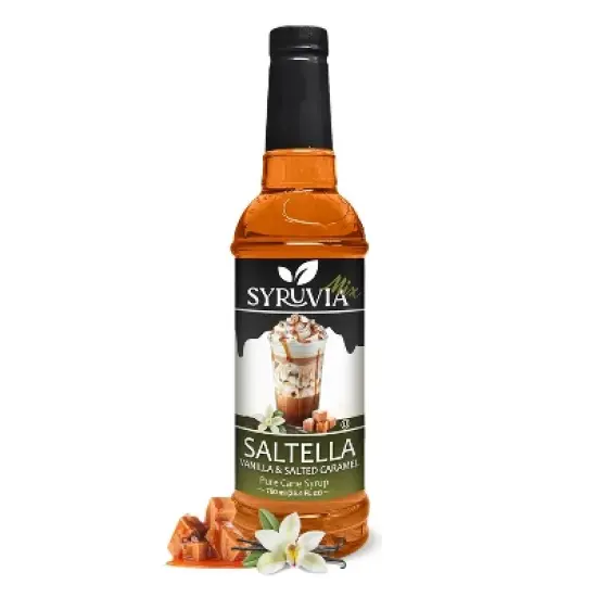 Syruvia SALTELLA Syrup Vanilla Salted Caramel for Coffee 25.4 fl oz Premium Coffee Flavoring Syrup image {6}