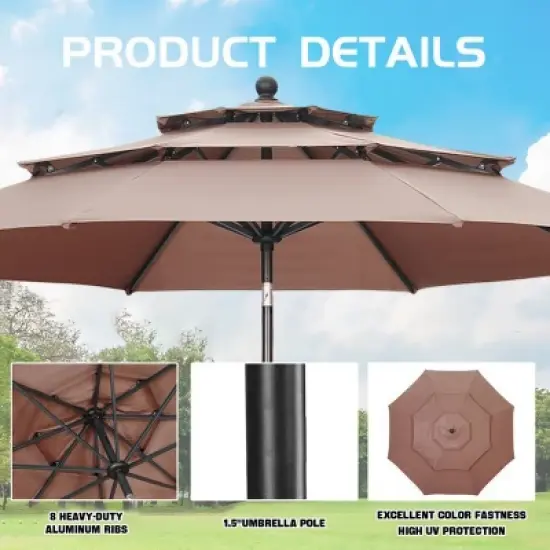 Ainfox 10FT 3 tier vented Outdoor Table Umbrella image {3}