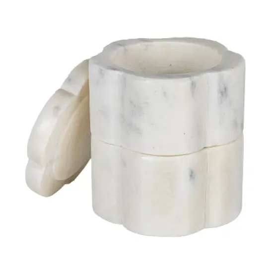 Storied Home Elegant Marble Pinch Pot with Lid, White image {6}