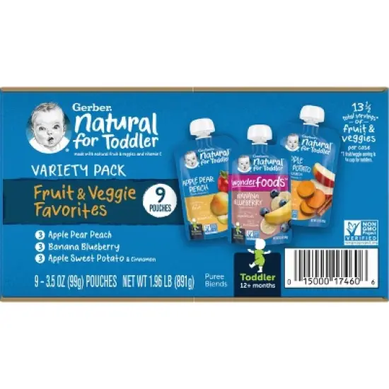 Gerber Toddler Fruit & Veggie Value Pack Baby Food Pouches - 9ct/31.5oz image {4}