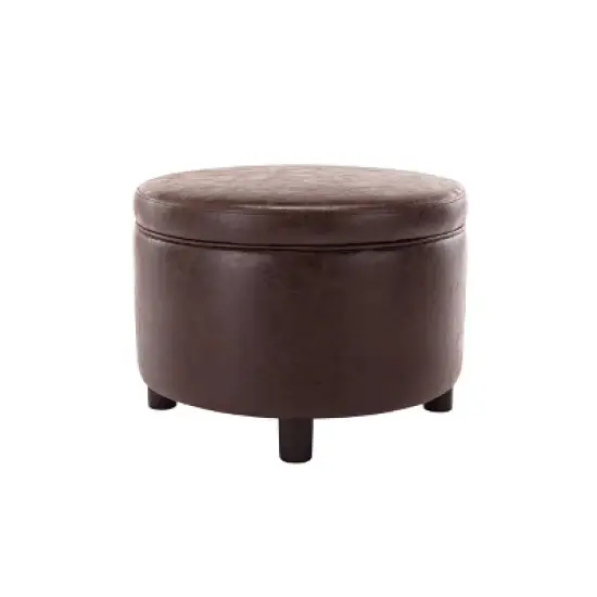 Large Round Storage Ottoman with Lift Off Lid - WOVENBYRD image {15}
