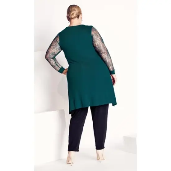 Women's Plus Size Lacey Sleeve Tunic - sea green | AVENUE STUDIO image {1}