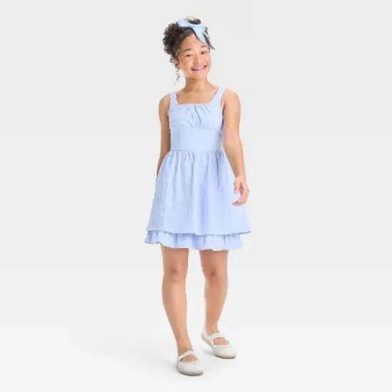 Girls' Ruched Fit & Flare Empire Waist Mini Dress - art class&trade; image {2}