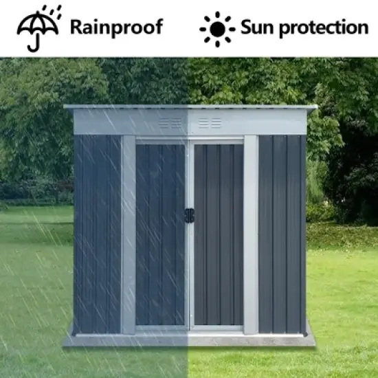 MOEPISY Outdoor Storage Sheds 6FTx4FT Pent Roof Grey image {2}