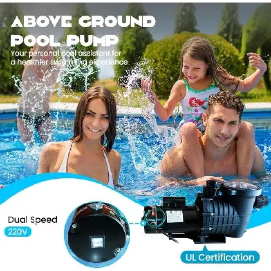 1.5HP Variable Speed Pool Pump 220V &ndash; 2-Speed Energy-Saving Motor, 3000-8000 GPH High Flow image {2}