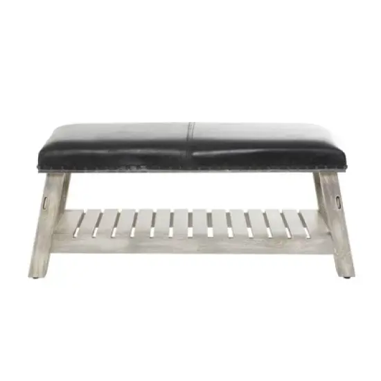 Rustic Wood Bench Black - Olivia & May image {5}