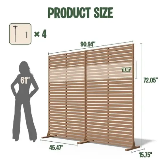 SEVOBAL 2pc Patio Screen Patio Privacy Porch Screen Patio Screens Paged Patio Decorative Screens Patio Screen Decor Outdoor, Brown, 90.94"*15.75"*72" image {2}